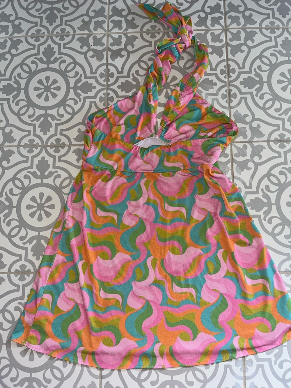 Barbie x Show Me Your MuMu Halter Go-Go Dress Size XL Boho 70s Style - Picture 4 of 5